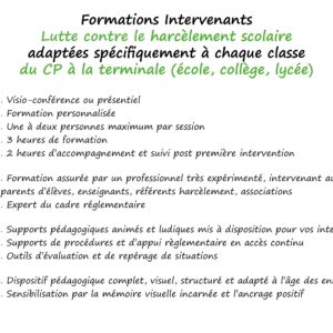 Formation et accompagnement (harcèlement scolaire)